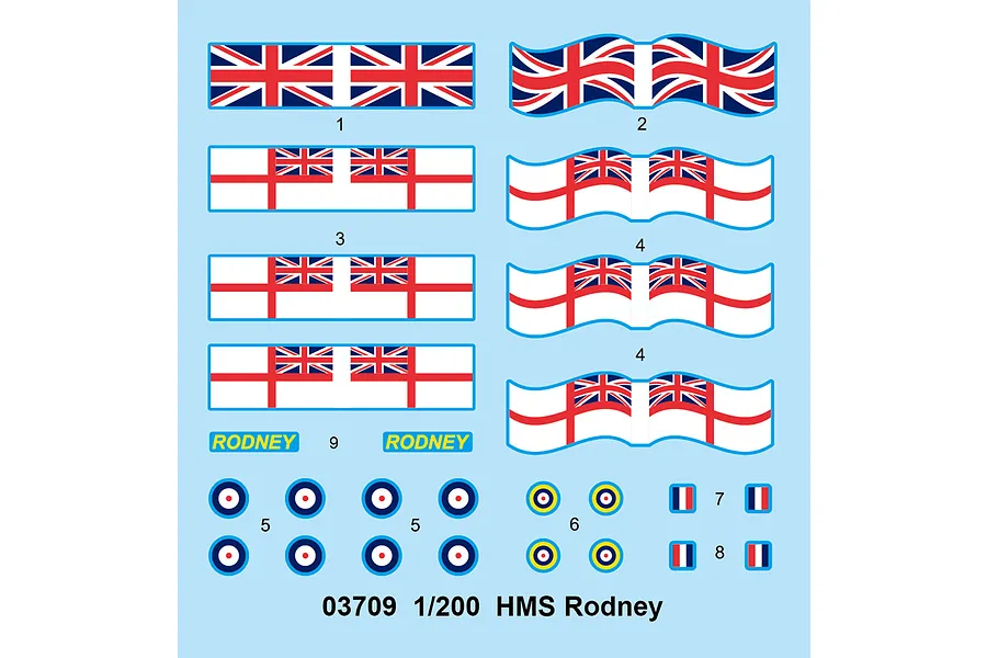 Trumpeter 1/200 HMS Rodney Battleship Plastic Model Kit image 24655