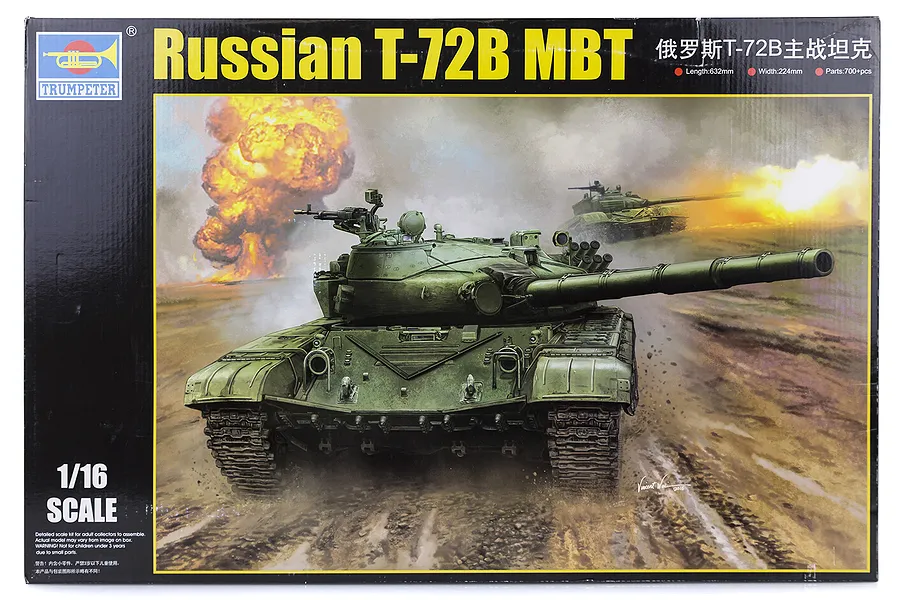 Trumpeter 1/16 Russian T-72B Main Battle Tank Scaled Plastic Model Kit image 24758