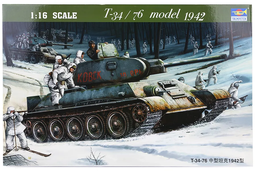 Trumpeter 1/16 Soviet 1942 T-34/76 Model Tank Scaled Plastic Model Kit image 25030
