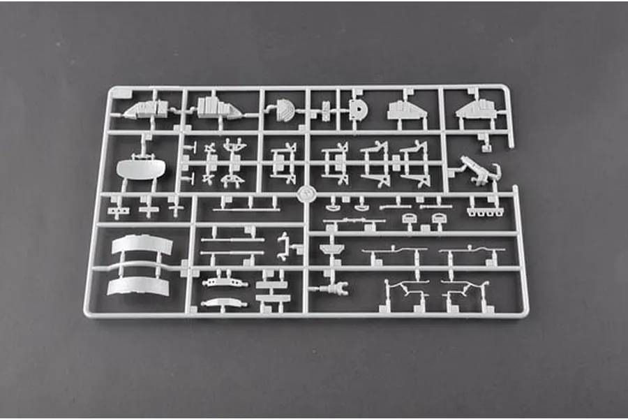 A grey plastic sprue containing various small model aircraft parts for the Trumpeter 1/32 A-6A Intruder model kit.