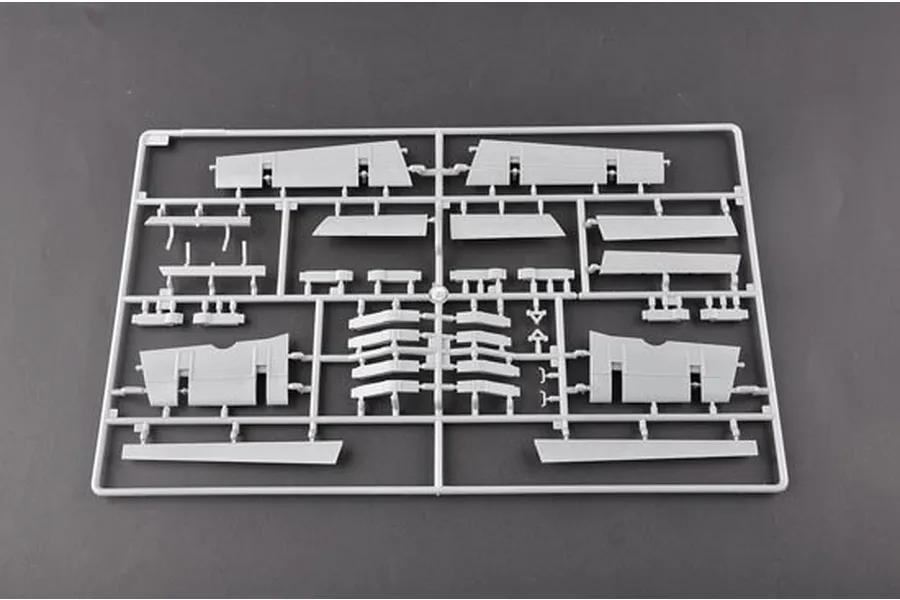 A grey plastic model kit sprue containing various aircraft wing and control surface components for a 1/32 scale model.
