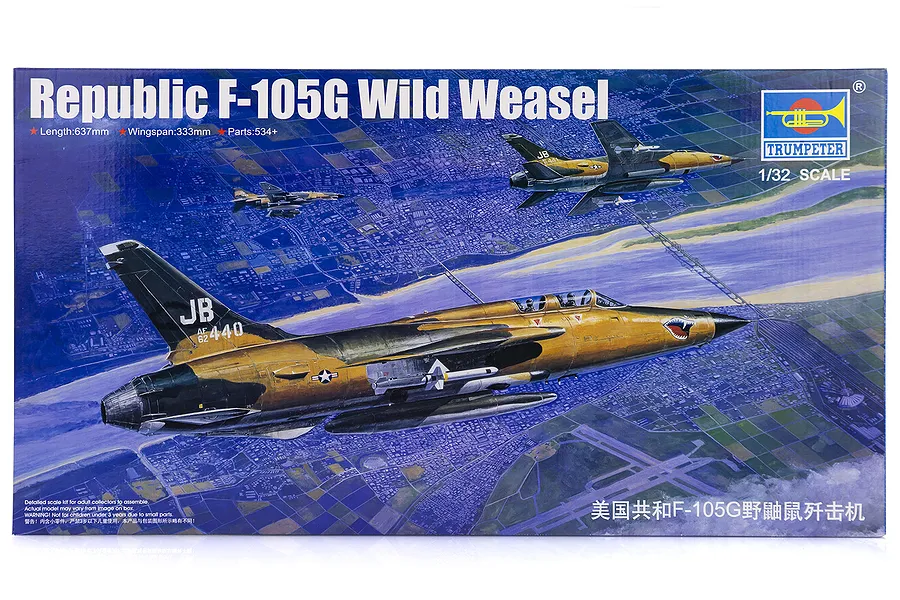 Trumpeter 1/32 U.S. Republic F-105G Wild Weasel Jet Scaled Plastic Model Kit image 25205