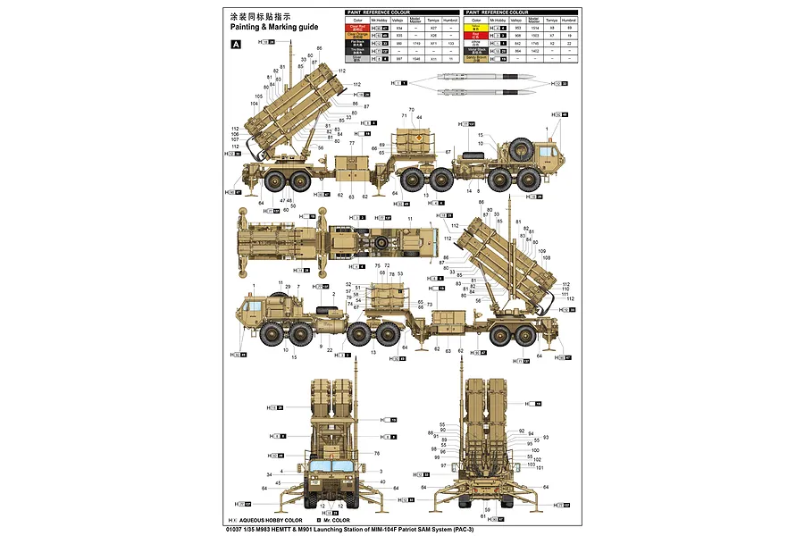 Trumpeter 1/35 M983 HEMTT &amp;amp; M901 Launching Station of MIM-104F Patriot SAM System (PAC-3) Scaled Plastic Model Kit image 20