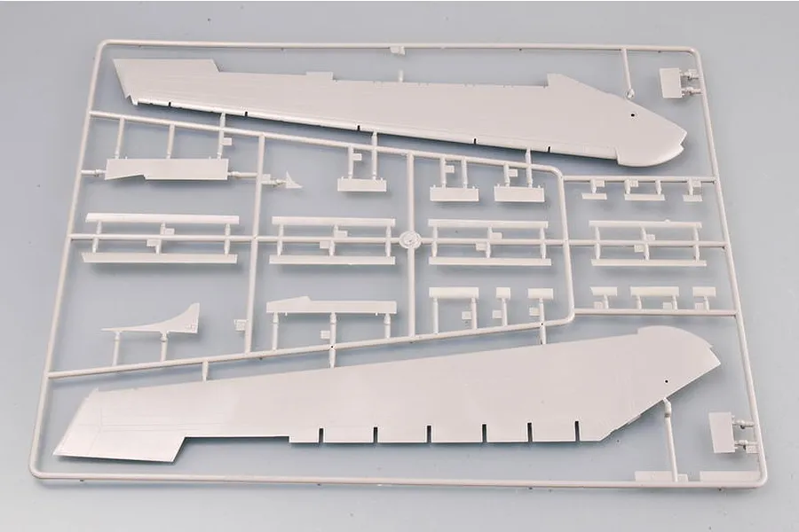 A grey plastic model kit sprue containing large aircraft wing components for a Trumpeter 1/72 scale model.