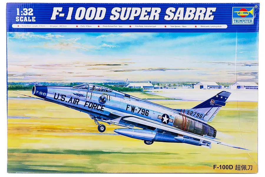 Trumpeter 1/32 North American F-100D Super Sabre Fighter Jet Scaled Plastic Model Kit image 25579