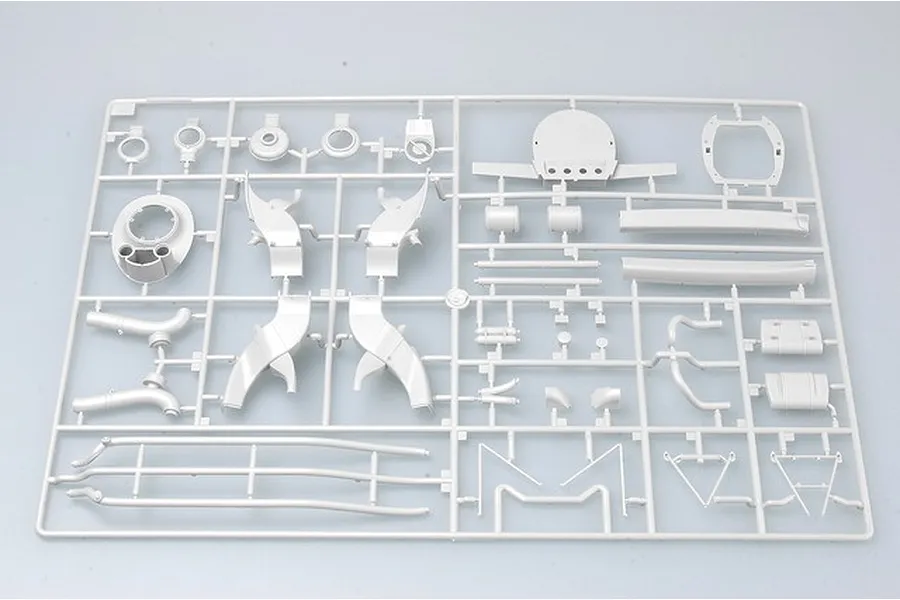 A light grey plastic model kit sprue containing various aircraft components for a Trumpeter P-47 Thunderbolt model.