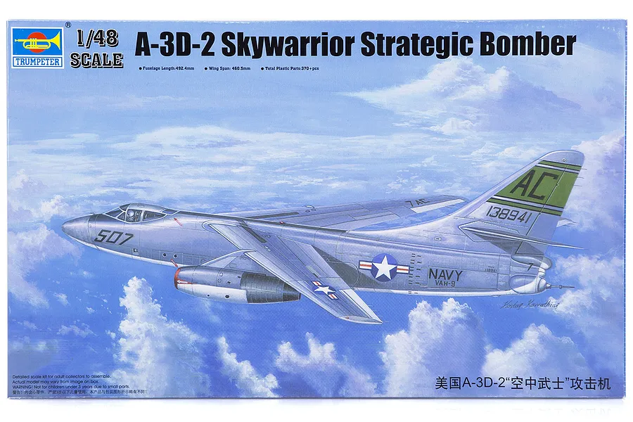 Trumpeter 1/48 A-3D-2 Skywarrior Strategic Bomber Scaled Plastic Model Kit image 26055