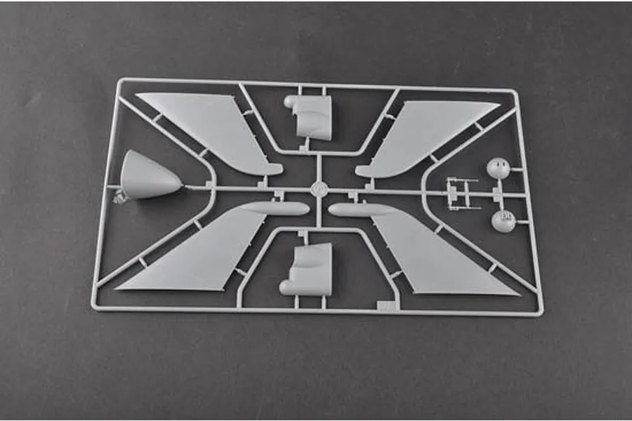 A grey plastic model kit sprue containing aircraft wing and engine components for a 1/48 scale Trumpeter A-3D-2 Skywarrior model.