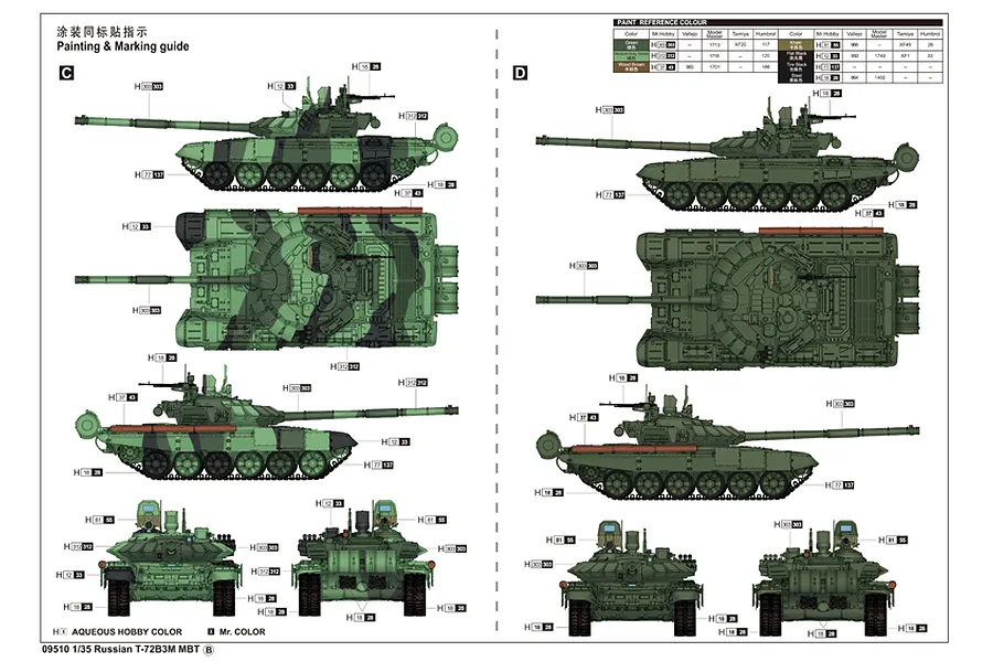 Trumpeter 1/35 Russian T-72B3M Main Battle Tank Scaled Plastic Model Kit image 6