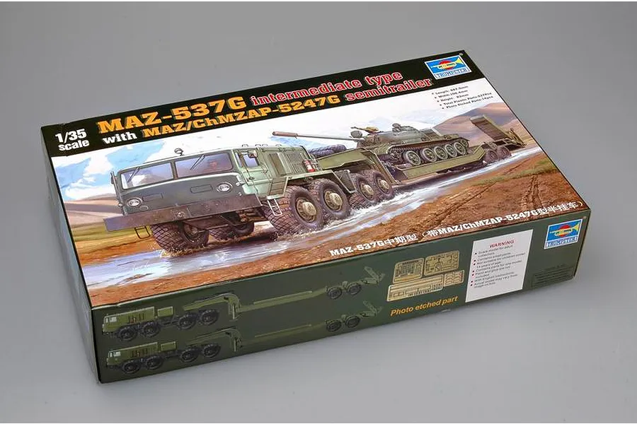 Trumpeter 1/35 MAZ-537G Truck w/ MAZ/ChMZAP-5247G Semitrailer Scaled Plastic Model Kit image 26181