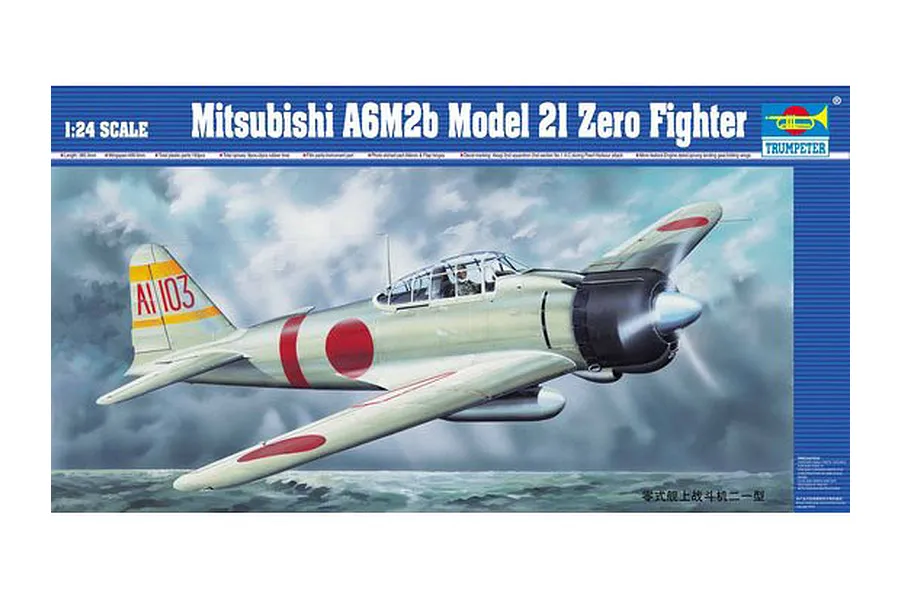 Trumpeter 1/24 Mitsubishi A6M2b Model 21 Zero Fighter Scaled Plastic Model Kit image 26225
