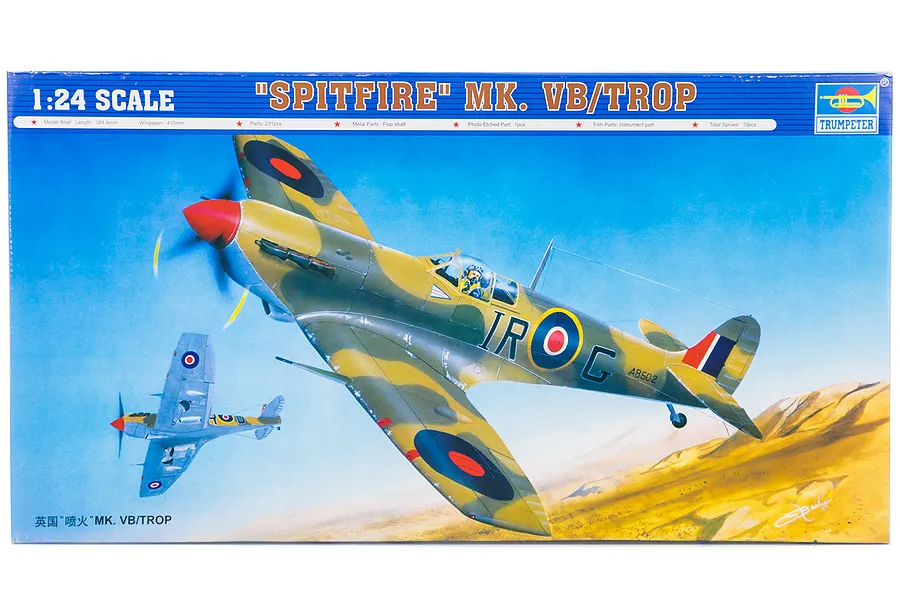Trumpeter 1/24 Supermarine Spitfire Mk. VB/TROP Fighter Scaled Plastic Model Kit image 26303
