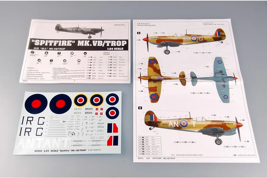 Trumpeter 1/24 Supermarine Spitfire Mk. VB/TROP Fighter Scaled Plastic Model Kit image 26321