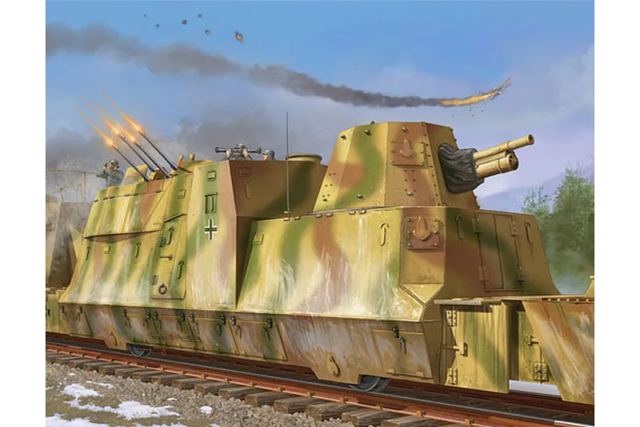 Trumpeter 1/35 German Kanonen Und Flakwagen Armoured Train Scaled Plastic Model Kit image 26323