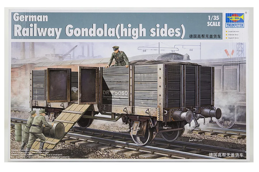 Trumpeter 1/35 German Railway Gondola (High Sides) Scaled Plastic Model Kit image 26332