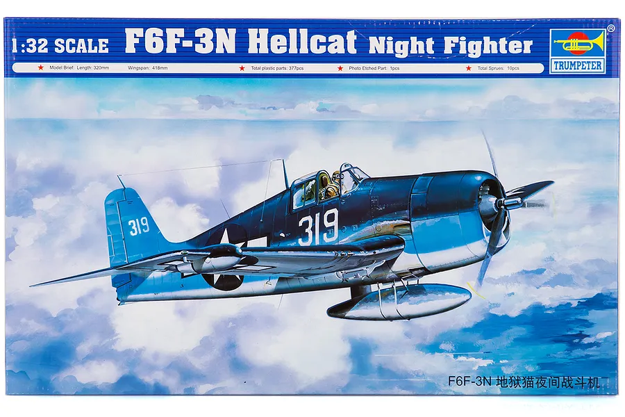 Trumpeter 1/32 F6F-3N Hellcat Night Fighter Scaled Plastic Model Kit image 26349