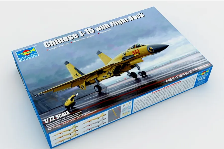 Trumpeter 1/72 Chinese J-15 Fighter Jet w/ Flight Deck Scaled Plastic Model Kit image 26397