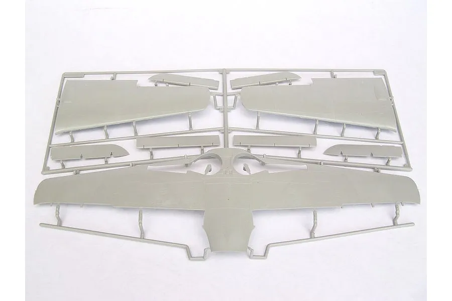 A grey plastic sprue containing model aircraft wing components for a 1/24 scale Focke-Wulf Fw 190 model kit.