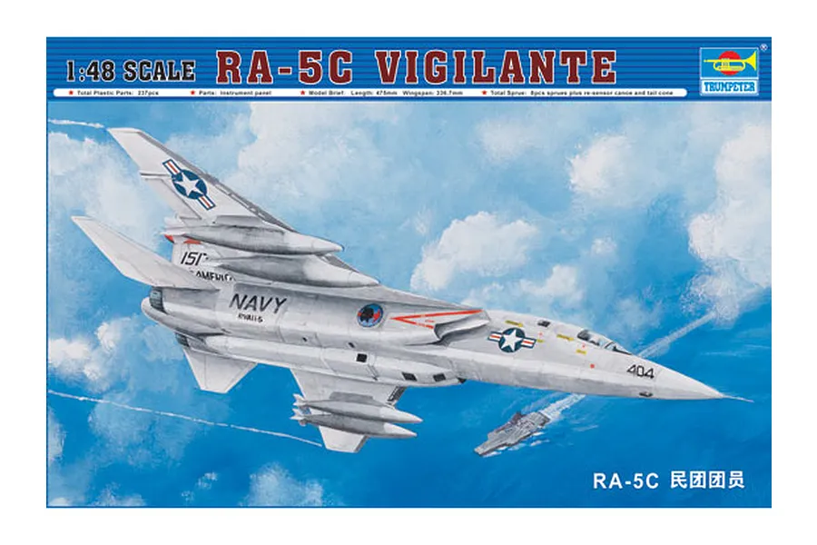 Trumpeter 1/48 RA-5C Vigilante Jet Scaled Plastic Model Kit image 26740