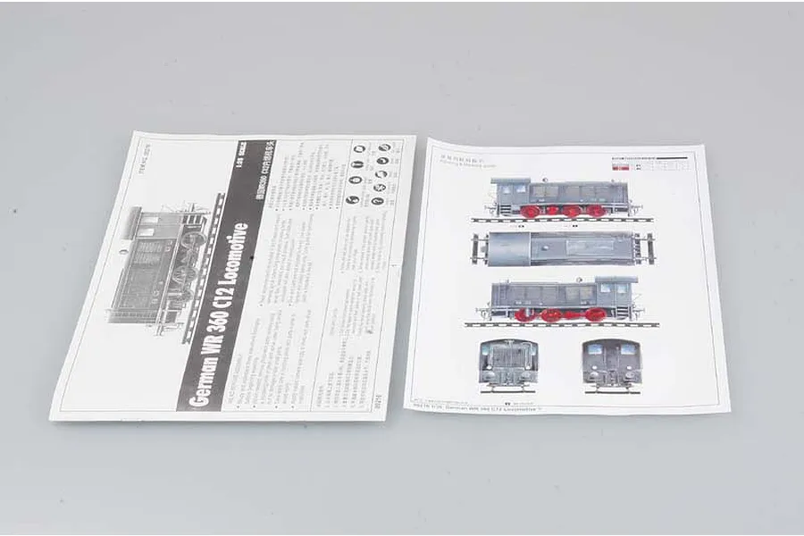 Instruction manual and painting guide for the Trumpeter 1/35 scale German WR 360 C12 Locomotive model kit.