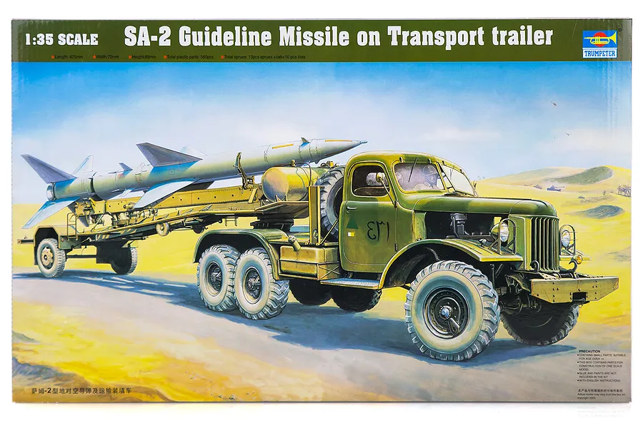 Trumpeter 1/35 SA-2 Guideline Missile w/ Transport Trailer &amp;amp; Truck Scaled Plastic Model Kit image 27055