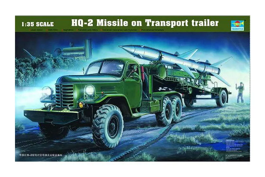 Trumpeter 1/35 HQ-2 Missile w/ Transport Trailer &amp;amp; Truck Scaled Plastic Model Kit image 27072