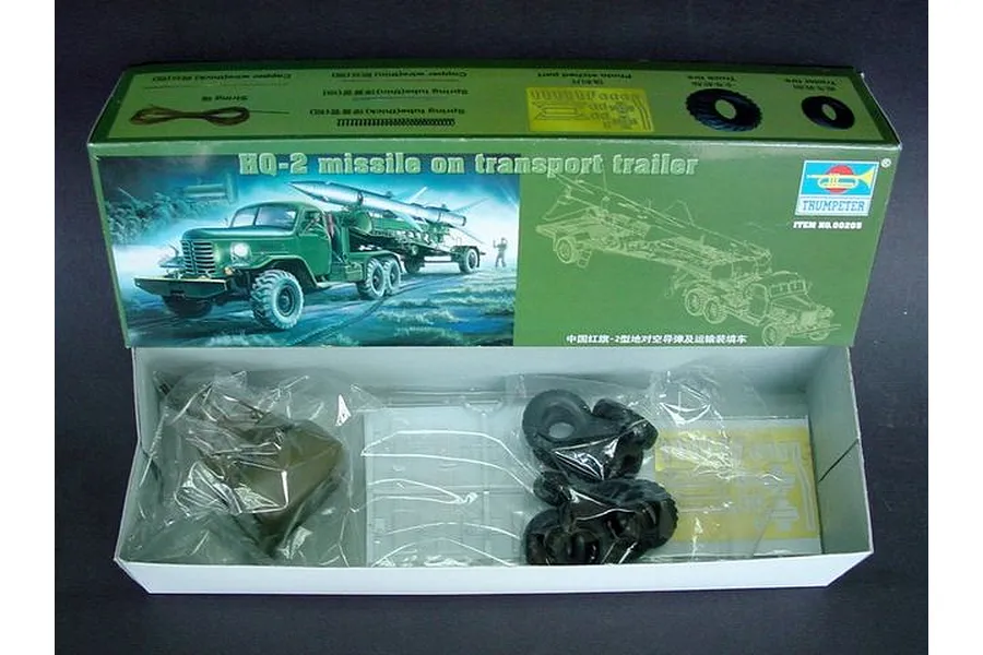 Trumpeter 1/35 HQ-2 Missile w/ Transport Trailer &amp;amp; Truck Scaled Plastic Model Kit image 27074