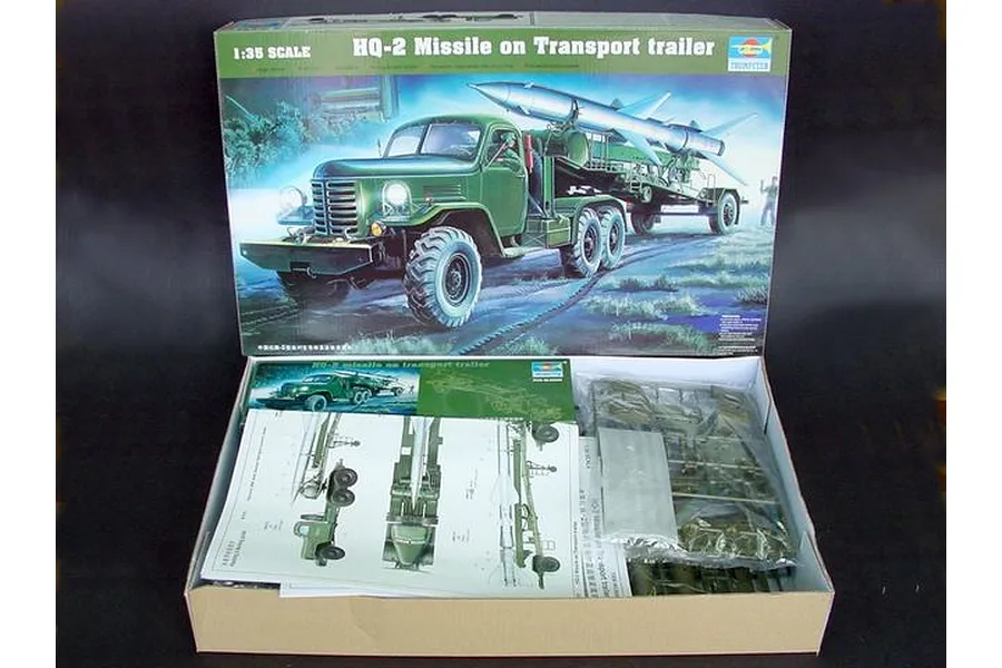 Trumpeter 1/35 HQ-2 Missile w/ Transport Trailer &amp;amp; Truck Scaled Plastic Model Kit image 27075