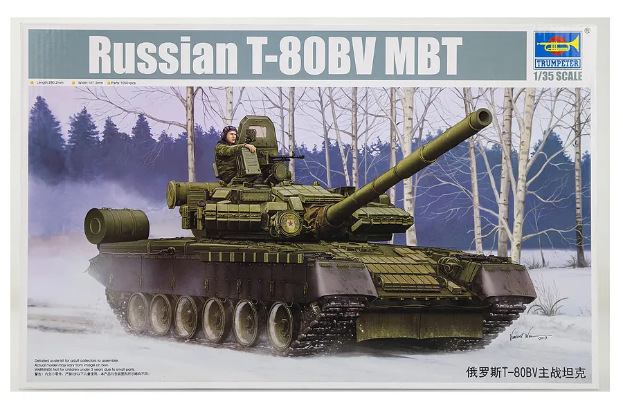 Trumpeter 1/35 Russian T-80BV Main Battle Tank Scaled Plastic Model Kit image 27094