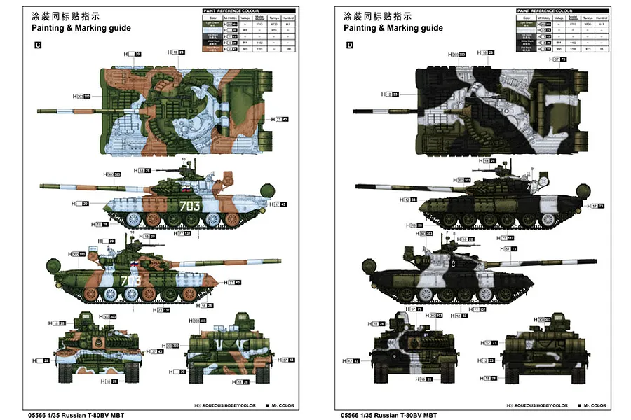 Trumpeter 1/35 Russian T-80BV Main Battle Tank Scaled Plastic Model Kit image 27102