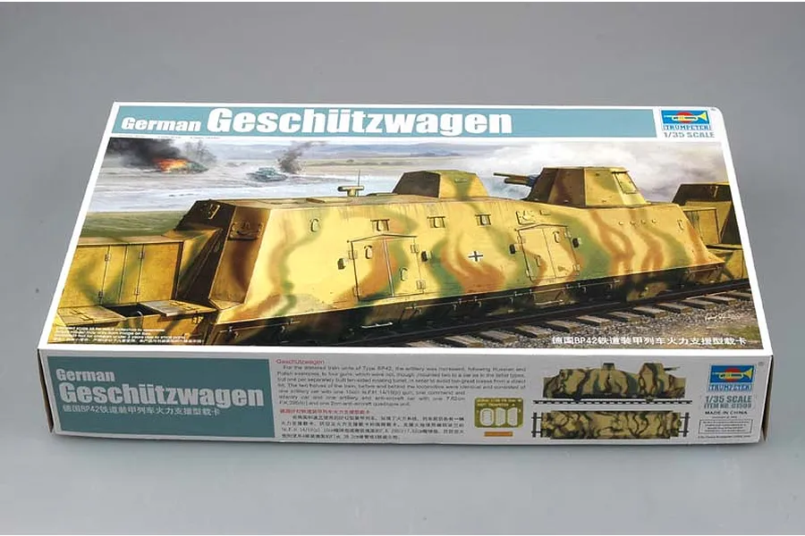 Trumpeter 1/35 German Geschutzwagen Armoured Train Scaled Plastic Model Kit image 27372