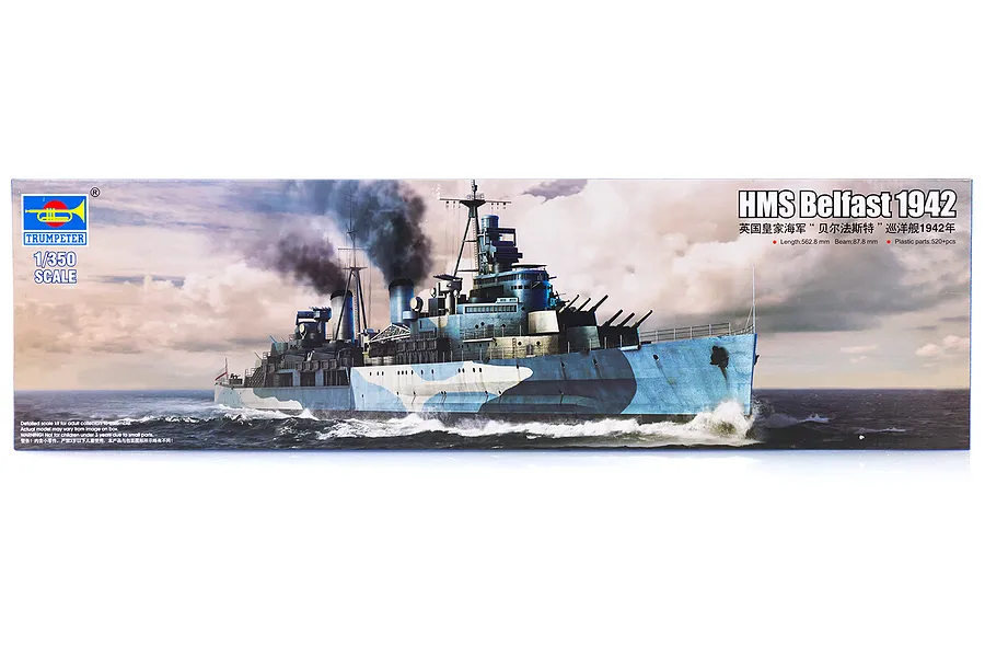 Trumpeter 1/350 HMS Belfast 1942 Light Cruiser Plastic Model Kit image 27452