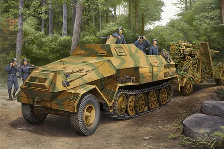 Trumpeter 1/35 German Sd.Kfz.8 DB10 Armoured 12 Ton Artillery Half-track Scaled Plastic Model Kit image 27504
