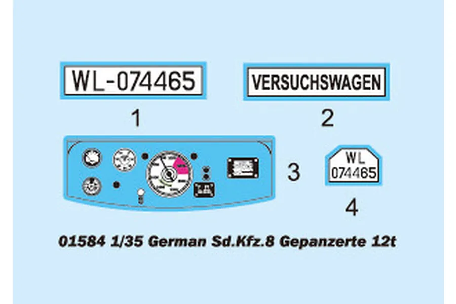 Trumpeter 1/35 German Sd.Kfz.8 DB10 Armoured 12 Ton Artillery Half-track Scaled Plastic Model Kit image 27512