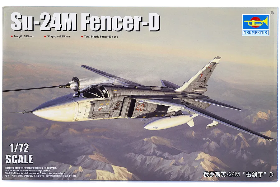 Trumpeter 1/72 Su-24M Fencer-D Jet Scaled Plastic Model Kit image 27996