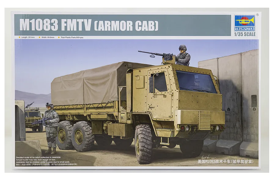 Trumpeter 1/35 U.S. M1083 FMTV w/ Armoured Cab Truck Scaled Plastic Model Kit image 28122