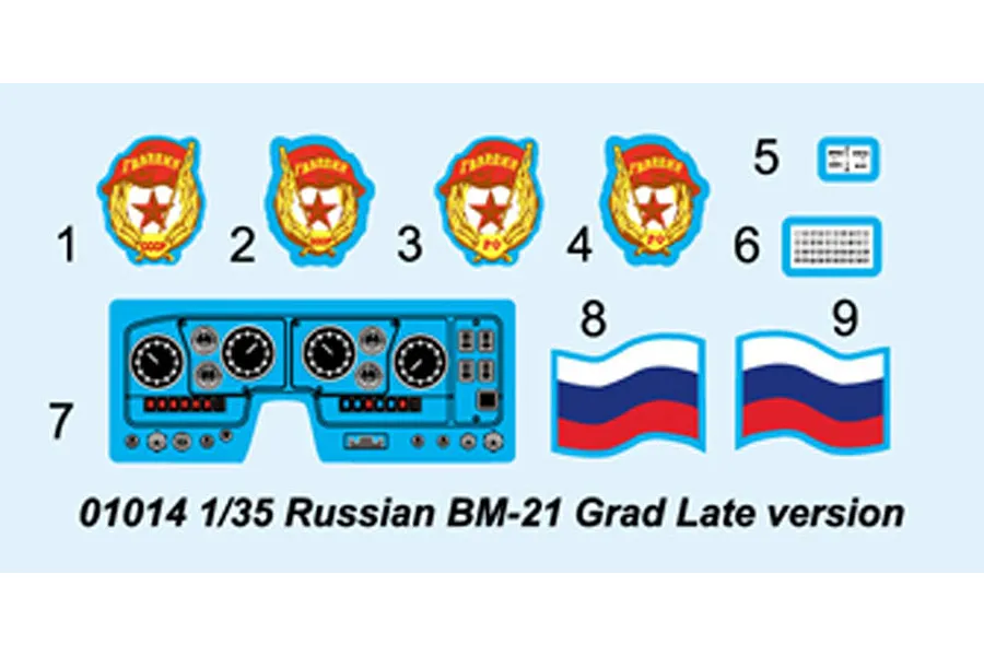 Trumpeter 1/35 Russian BM-21 Grad Multiple Rocket Launcher Truck (Late Version) Scaled Plastic Model Kit image 28204