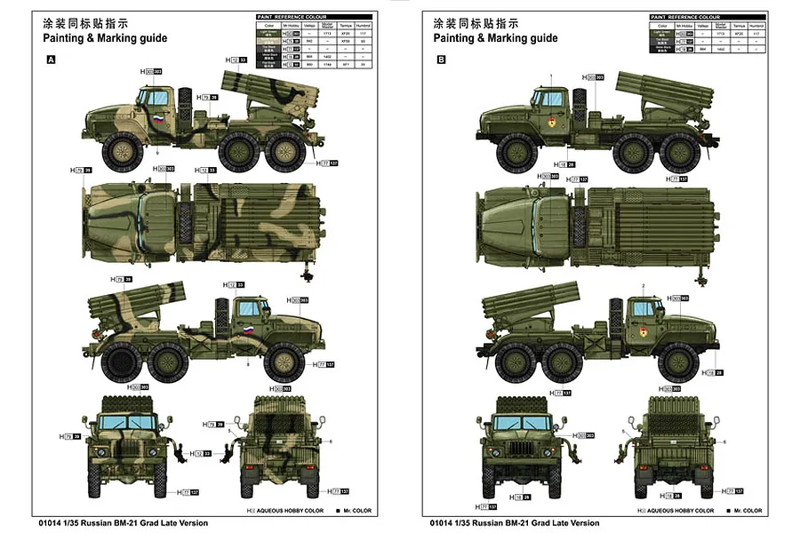 Trumpeter 1/35 Russian BM-21 Grad Multiple Rocket Launcher Truck (Late Version) Scaled Plastic Model Kit image 28205