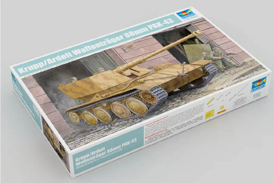 Trumpeter 1/35 scale plastic model kit box for the German Krupp/Ardelt Waffentrager 88mm Pak-43 self-propelled gun.