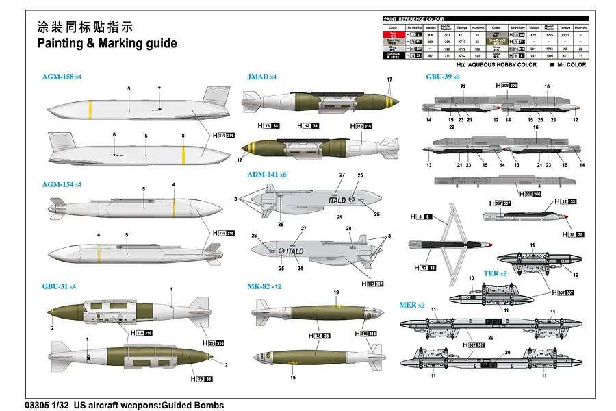 Trumpeter 1/32 US Aircraft Smart Bombs Weapons Set image 28490