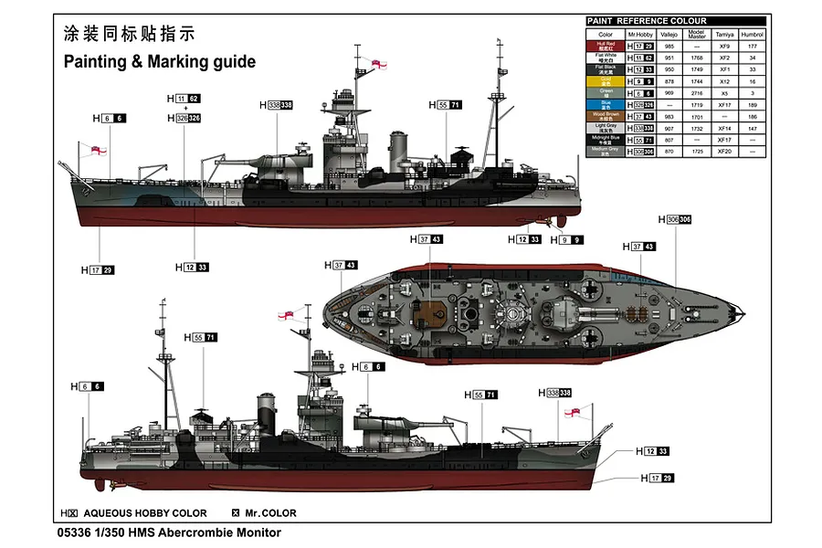 Trumpeter 1/350 HMS Abercrombie Monitor Battleship Plastic Model Kit image 28787