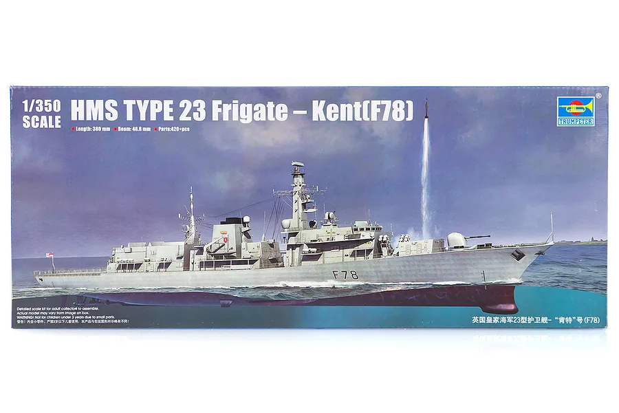 Trumpeter 1/350 HMS Kent (78) Type 23 Frigate Plastic Model Kit image 28854