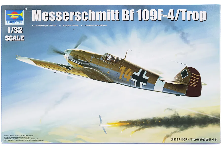 Trumpeter 1/32 Messerschmitt Bf 109F-4/Trop Fighter Scaled Plastic Model Kit image 28900