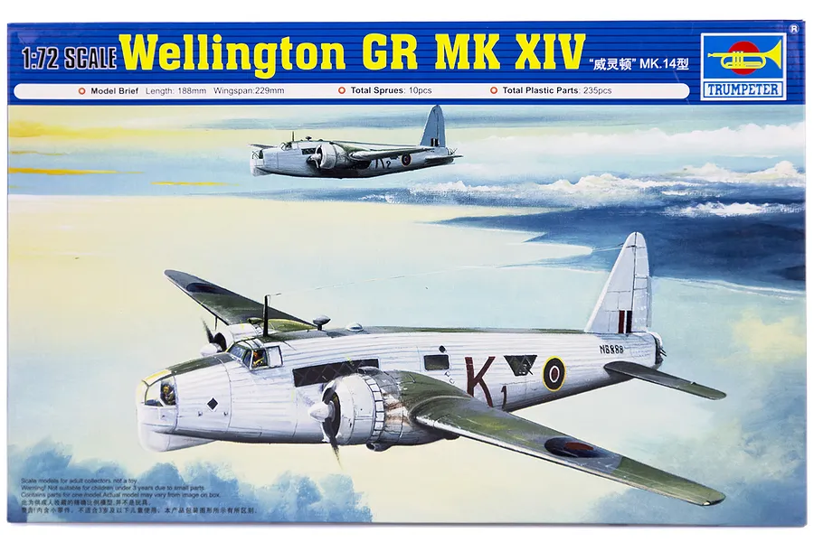 Trumpeter 1/72 British Wellington GR Mk XIV Bomber Scaled Plastic Model Kit image 28958