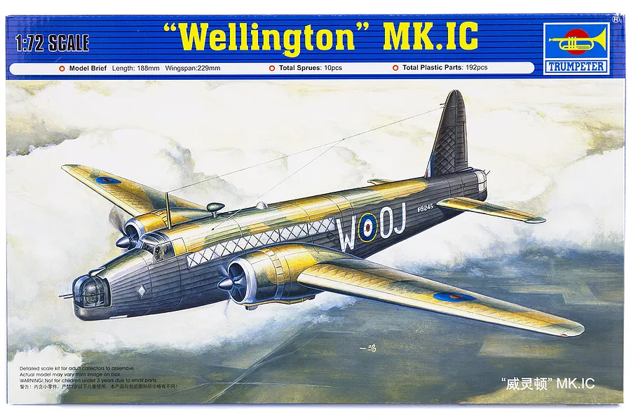 Trumpeter 1/72 British Wellington Mk.IC Bomber Scaled Plastic Model Kit image 29046