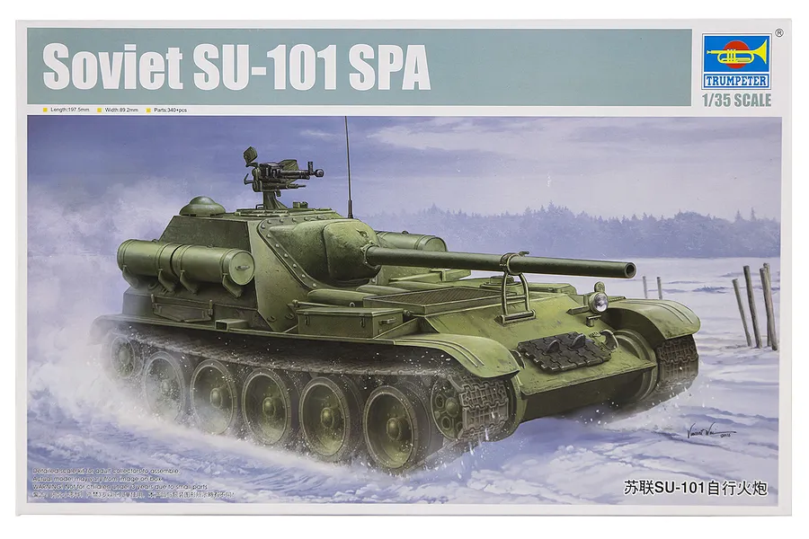Trumpeter 1/35 Soviet SU-101 SPA Self-Propelled Gun Scaled Plastic Model Kit image 29060