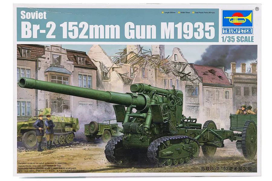 Trumpeter 1/35 Soviet Br-2 152mm Gun M1935 Self-Propelled Gun Scaled Plastic Model Kit image 29093