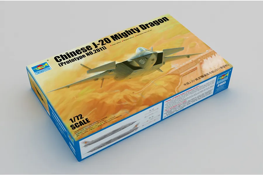 Trumpeter 1/72 Chinese J-20 Mighty Dragon (Prototype No.2011) Fighter Jet Scaled Plastic Model Kit image 29140