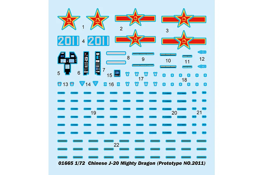 Trumpeter 1/72 Chinese J-20 Mighty Dragon (Prototype No.2011) Fighter Jet Scaled Plastic Model Kit image 29144