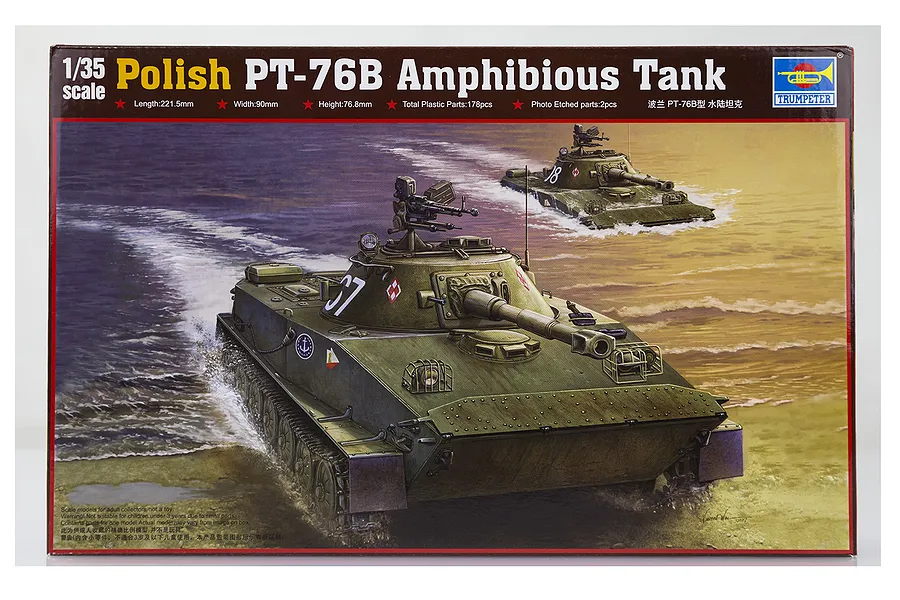 Trumpeter 1/35 Polish PT-76B Amphibious Turret Tank Scaled Plastic Model Kit image 29161